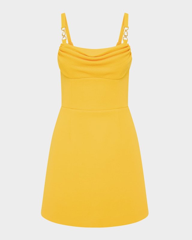 Leona Cowl-Neck Chain Strap Mini Dress